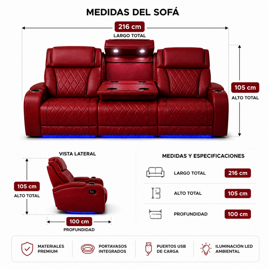 SOFLIX MÉXICO® MONTECARLO — El sofá que convierte tu sala en cine premium desde el primer día.